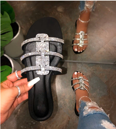 Damen glamouröse Riemchen-Sandalen mit funkelnden Strass-Applikationen EB