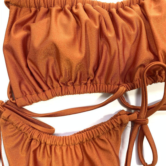 Damen Bikiniset mit raffiniertem Raffung und verstellbaren Trägern EB