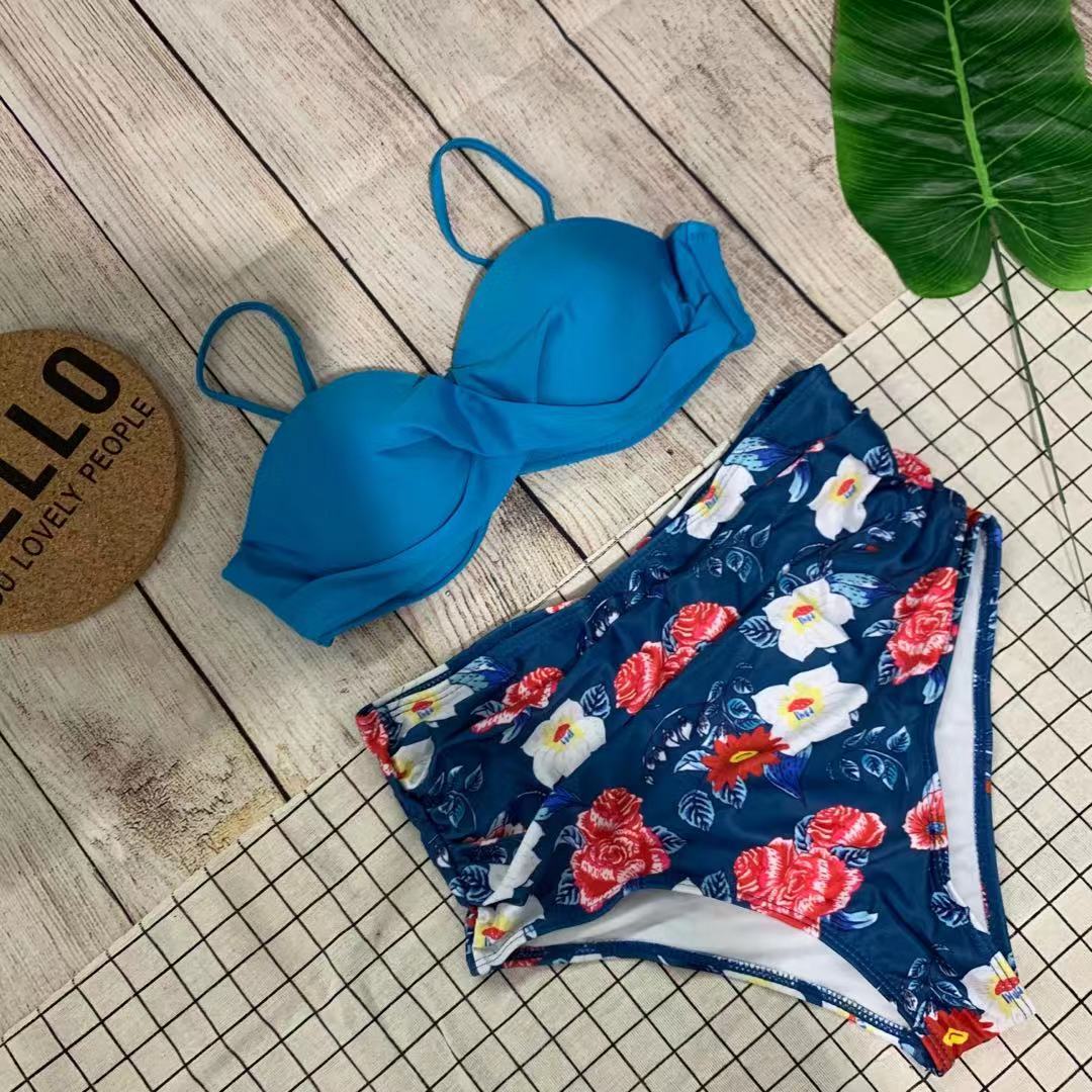 Damen Bikini mit floralem Design und verstellbaren Trägern EB