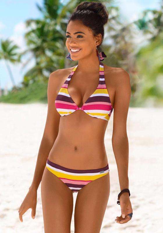 Damen Triangel-Bikini-Set mit trendigen Streifendesign EB