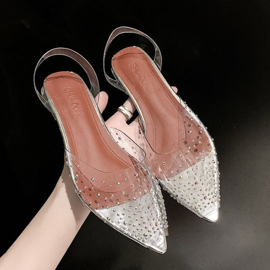 Damen Elegante transparente Slingback-Pumps EB