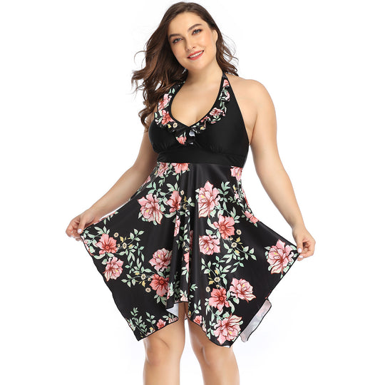 Damen Strandkleid mit floralem / luftigen Überwurf EB