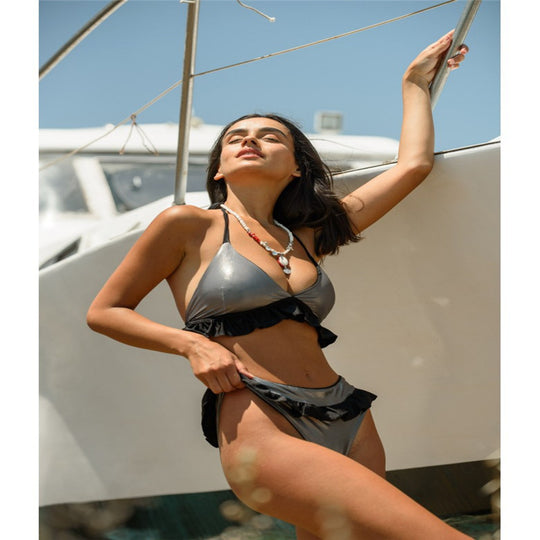 Damen Raffinierter Triangel-Bikiniset mit Volants EB