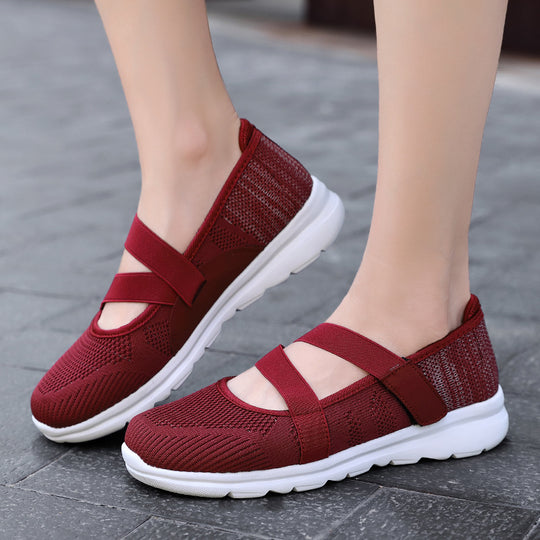 Damen Sportliche Slip-On Ballerinas mit elastischem Riemen EB