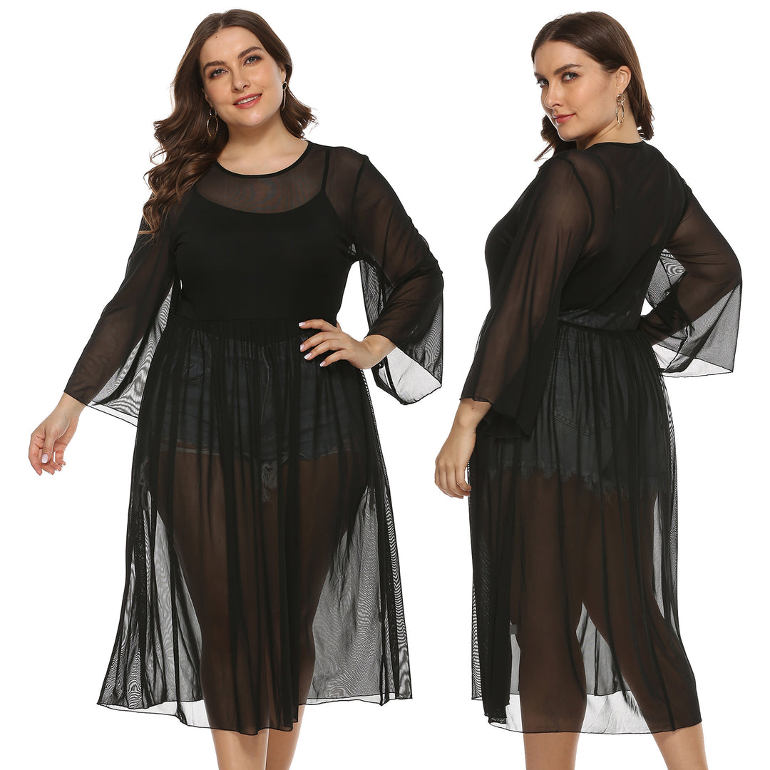 Damen Transparente Strandrobe EB