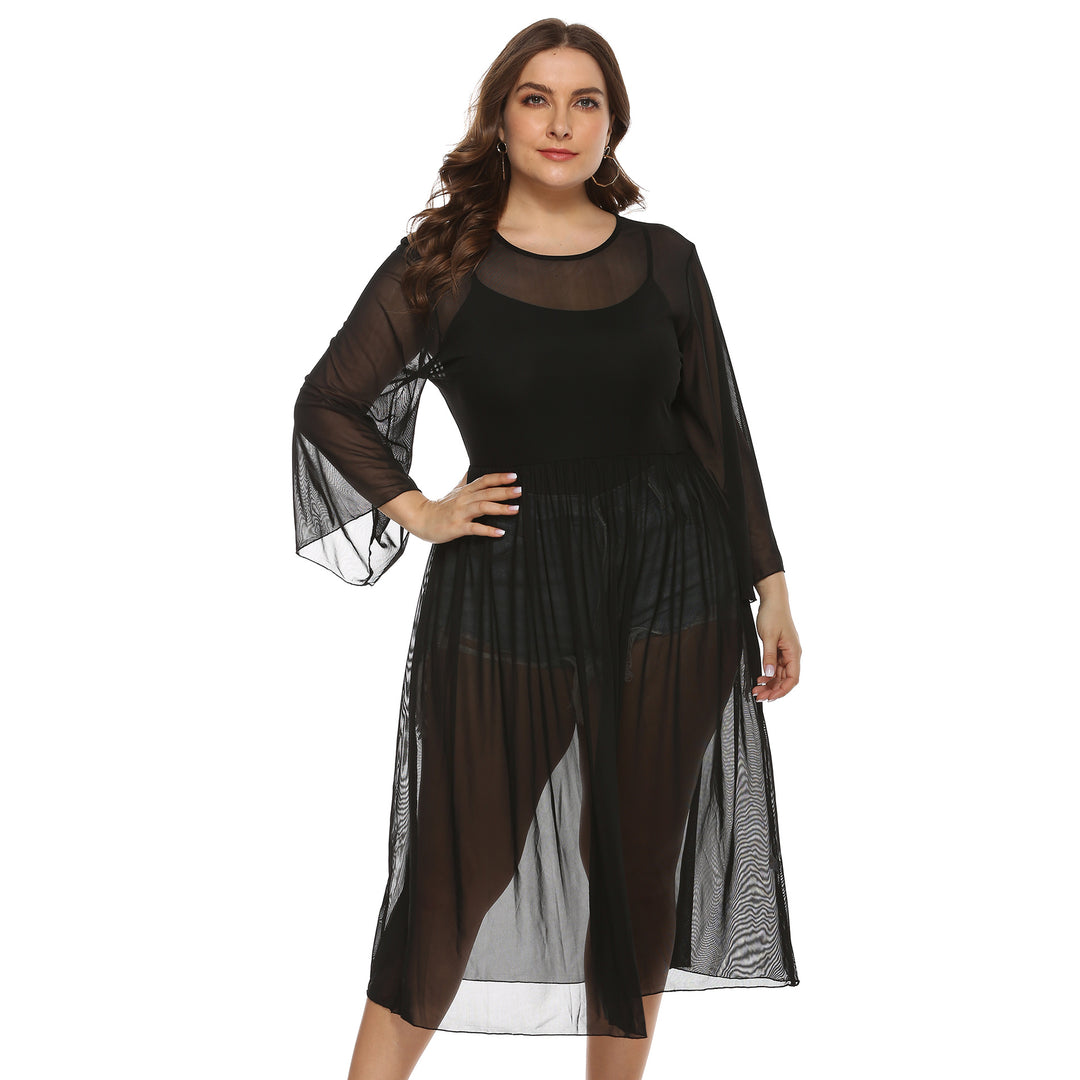 Damen Transparente Strandrobe EB