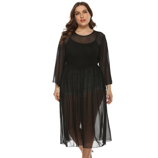Damen Transparente Strandrobe EB