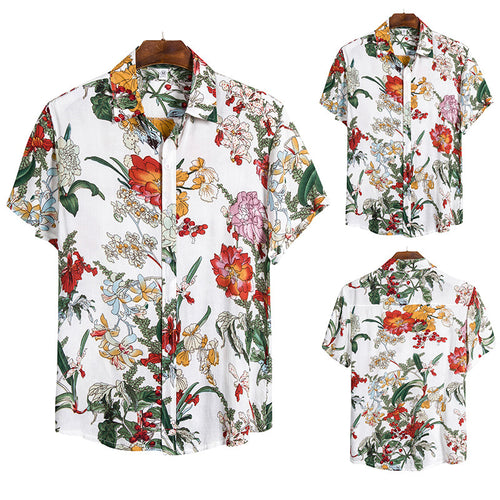 Damen Kurzarmhemd mit lebhaftem floralem Design und atmungsaktivem Stoff EB