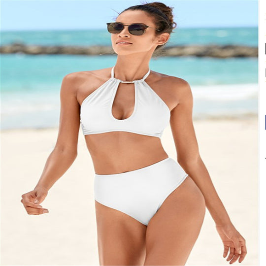 Damen Hochgeschnittener Bikini mit elegantem Halter-Design EB