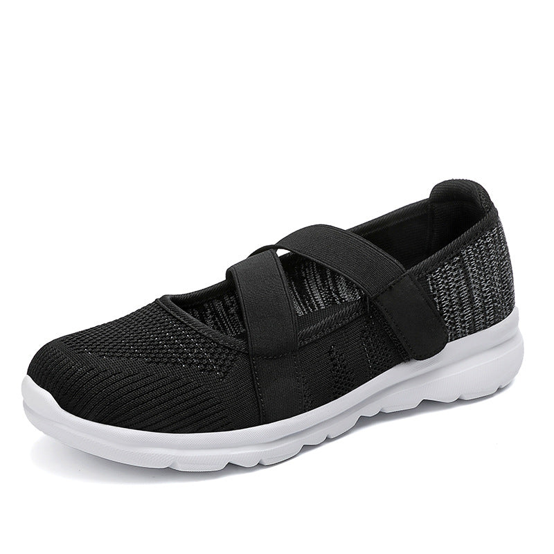 Damen Sportliche Slip-On Ballerinas mit elastischem Riemen EB