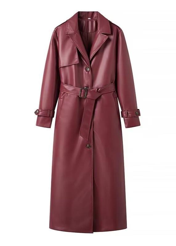 EB | Leren Trenchcoat - elegante rote Damenjacke