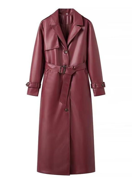 EB | Leren Trenchcoat - elegante rote Damenjacke