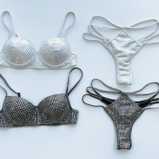 Damen Funkelnder Bikini mit verstellbaren Trägern und aufregendem Muster EB