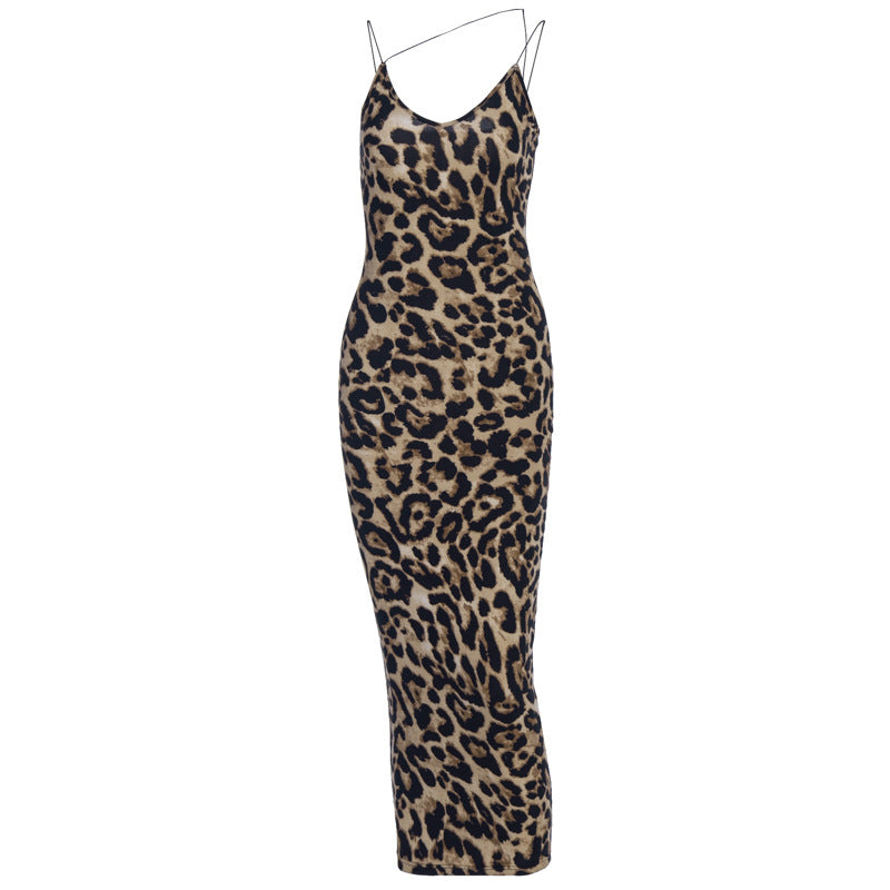 Damen Leopardenmuster Maxikleid EB