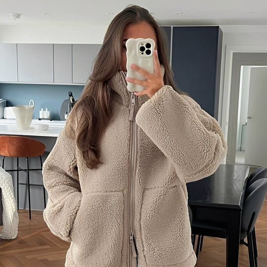 EB | Warmer und dicker Wollmantel mit Rollkragen für Frauen