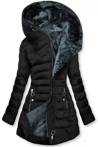 EB | Lange Winterjacke mit Kapuze für Damen Ideal für Die Kalte Jahreszeit