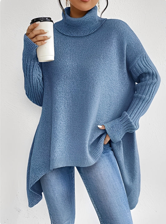EB | Eleganter Langer Damenpullover mit Rollkragen