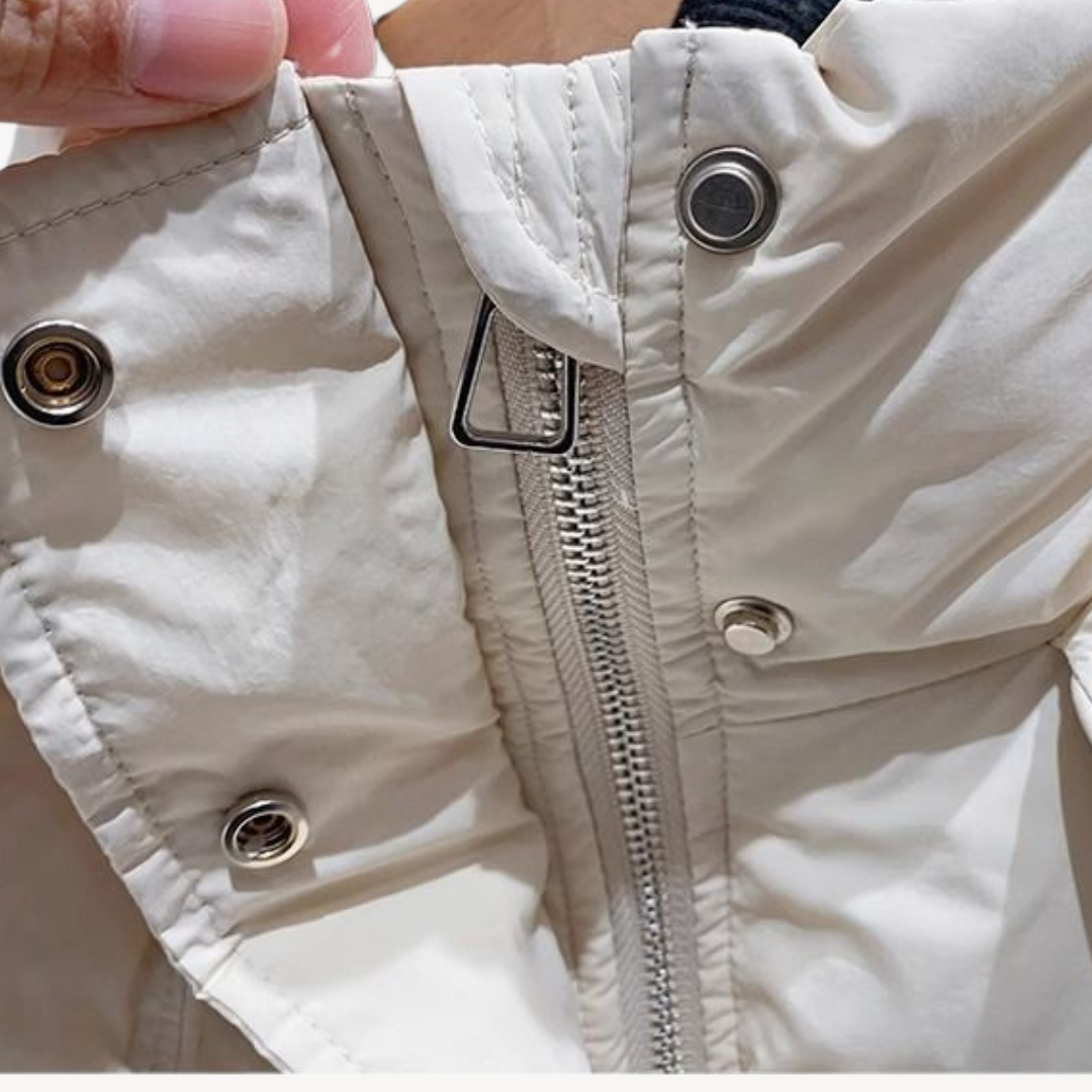 EB | Übergroße Damen Pufferjacke mit Hohem Kragen und Reißverschluss