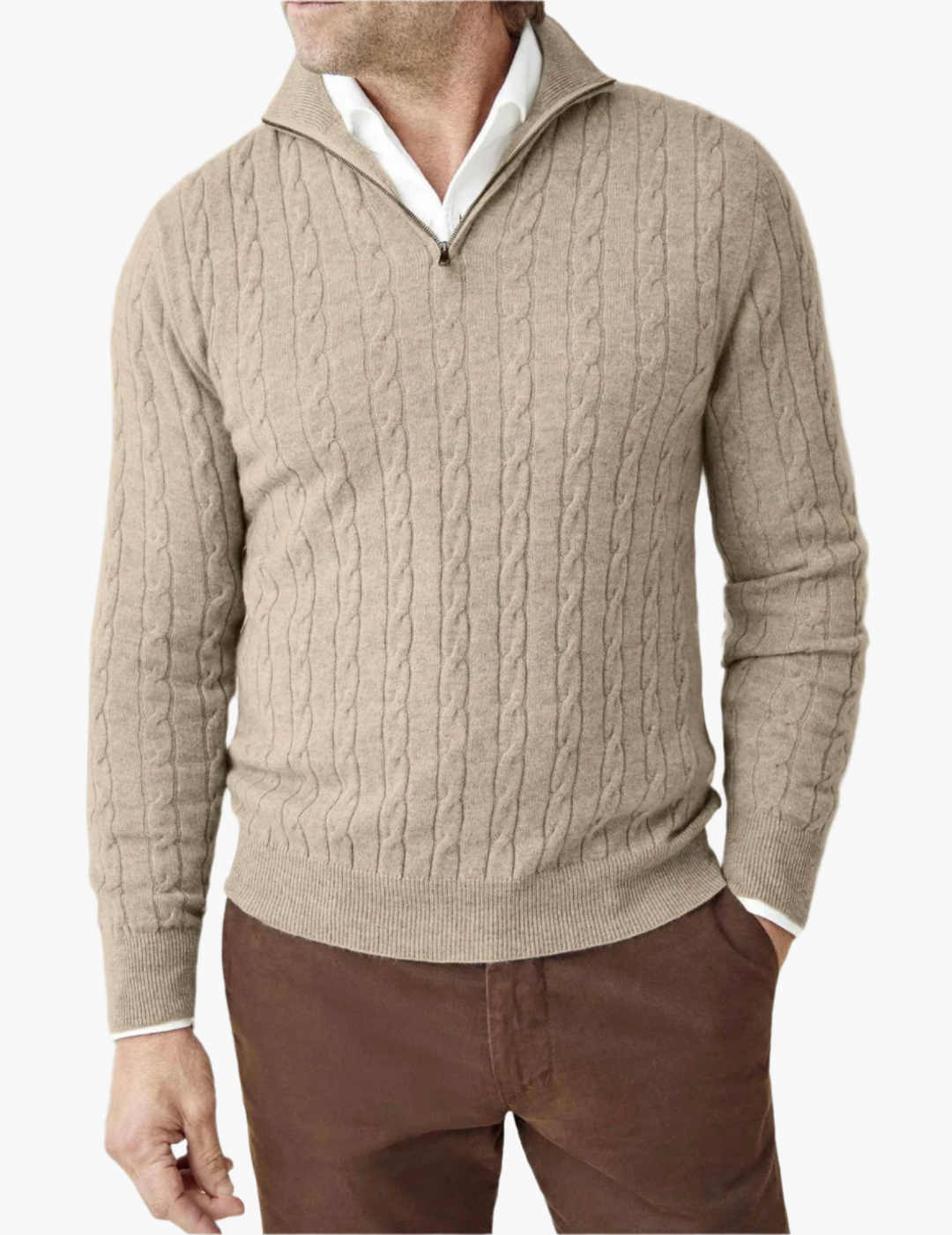 EB | Zopfstrickpullover mit Reißverschluss - Eleganter Business & Freizeitpullover