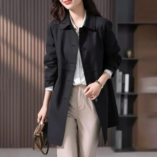 EB | Stylischer Einreihiger Kurzer Trenchcoat für Damen