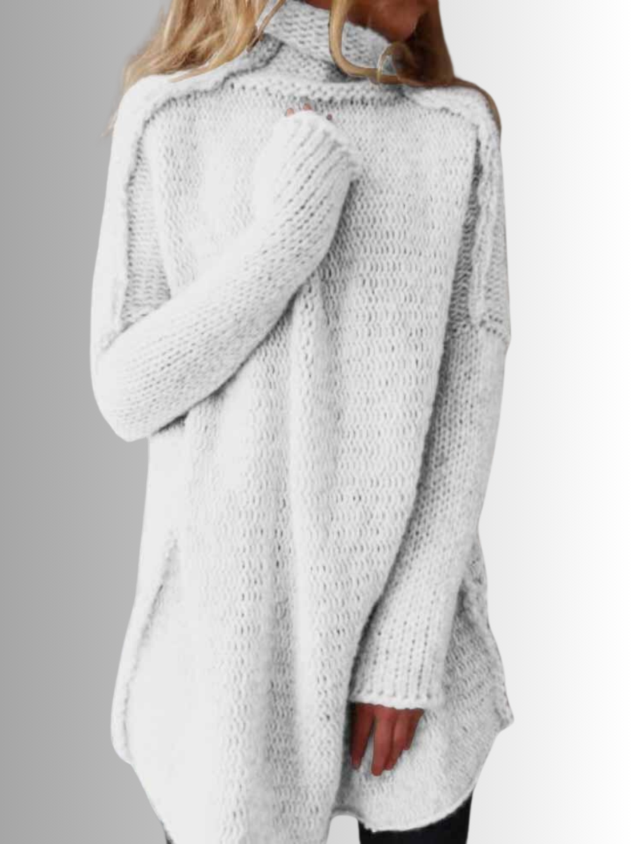 EB | Stylischer Langer Pullover mit Hohem Kragen