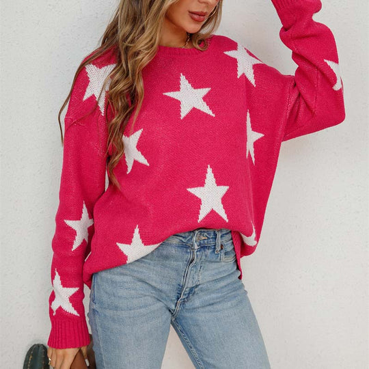 EB | Sternstrickpullover Mit Verspieltem Muster