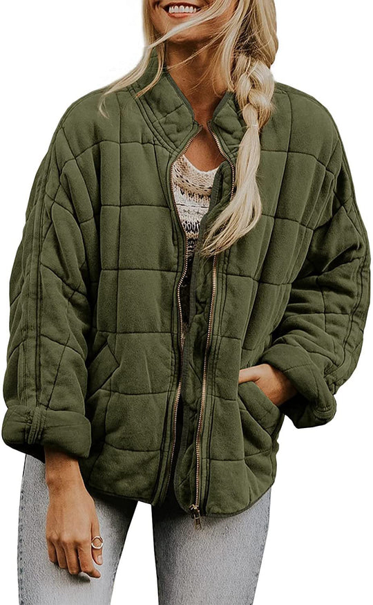 EB | Warm Plaid-Jacke mit Taschen für Frauen