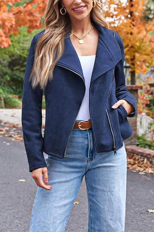 EB | Up Pocketed Faux Suede Motorradjacke (in 7 Farben)