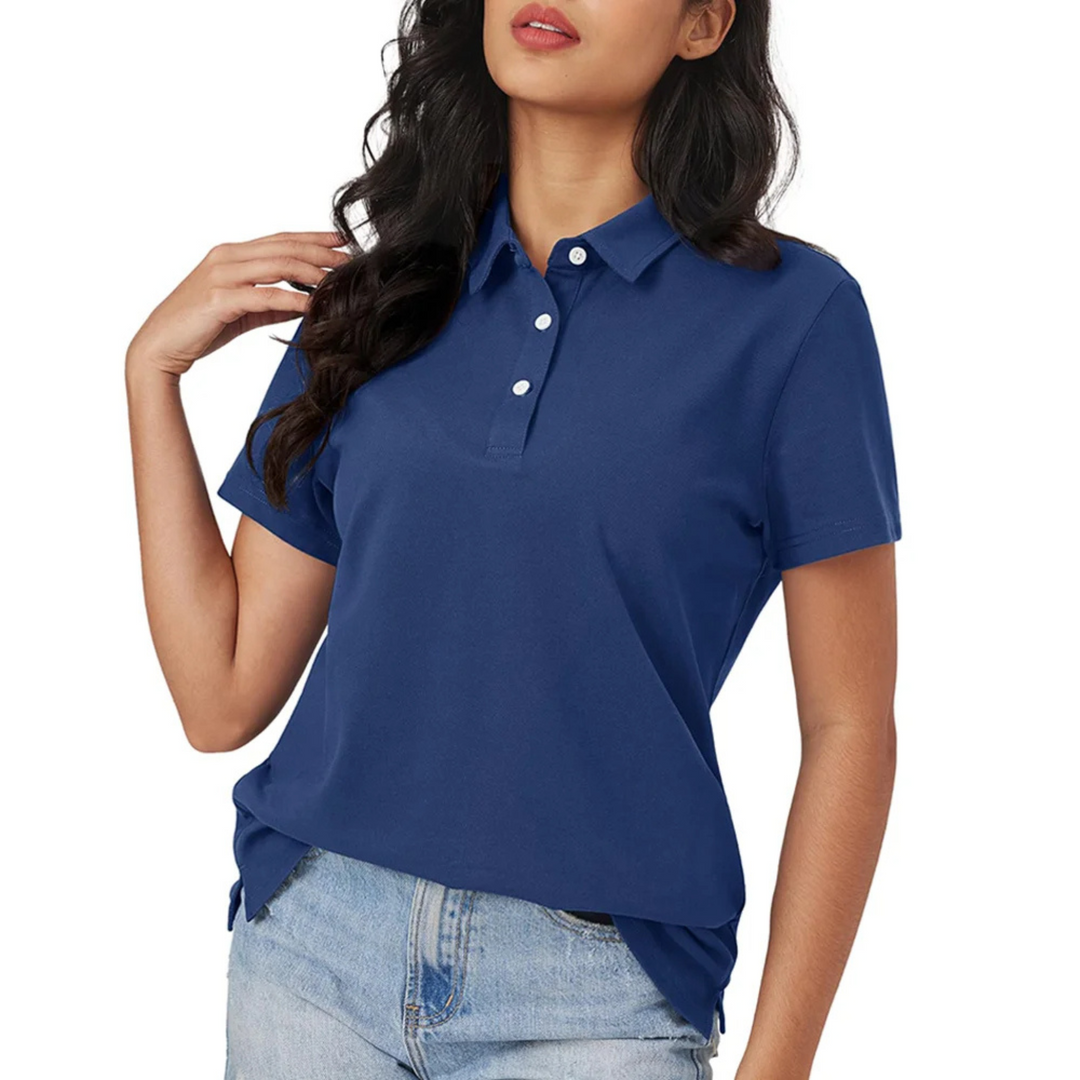 EB | Blaue Seide Atmungsaktiv Leichtgewicht Damen Polo