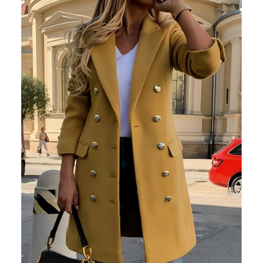EB | Langer Warmer Wintermantel Für Damen Button Down
