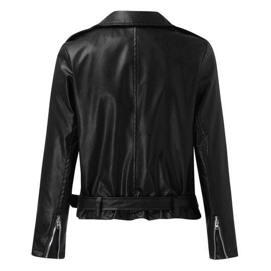 EB | jacke Damen Biker Modell mit Gürtel und Reißverschlussdetails
