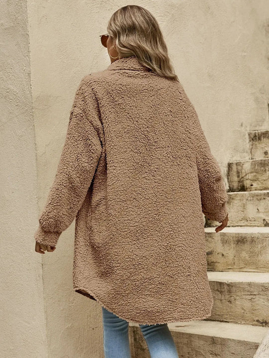 EB | Bequeme Teddy Jacke mit Knopfleiste & Brusttaschen