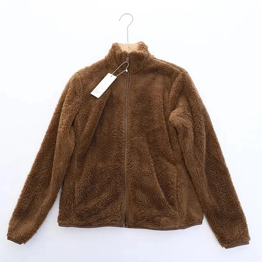 EB | Weiche Sherpa Zip Up Hohe Kragenjacke, Fleeceweste