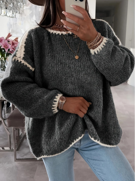 EB | Lockere Strickpullover Weich und Gemütlich Einzigartige Häkel-details