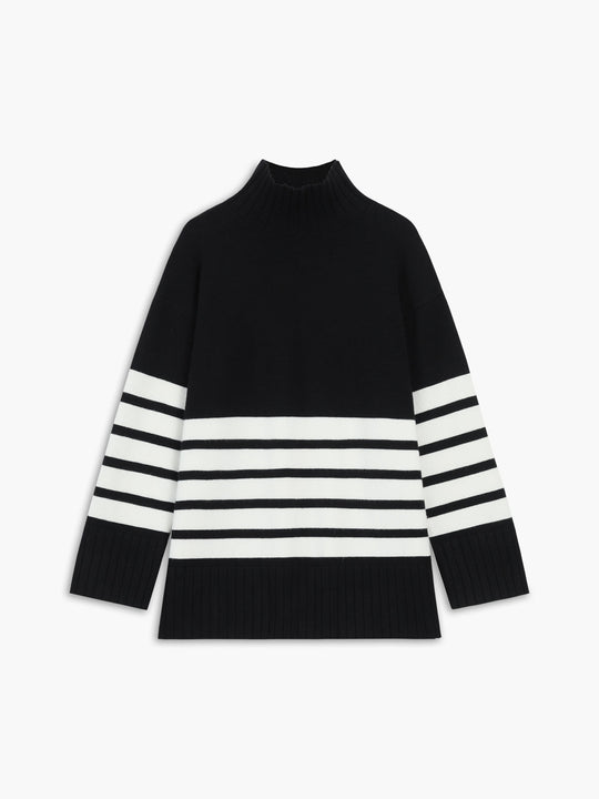 EB | Miss Paris Mock Neck Gestreifter Pullover