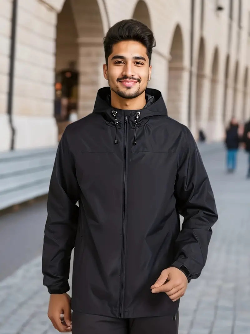EB | Herren Stilvolle Kapuzen-Windjacke - Wasserdichtes Design