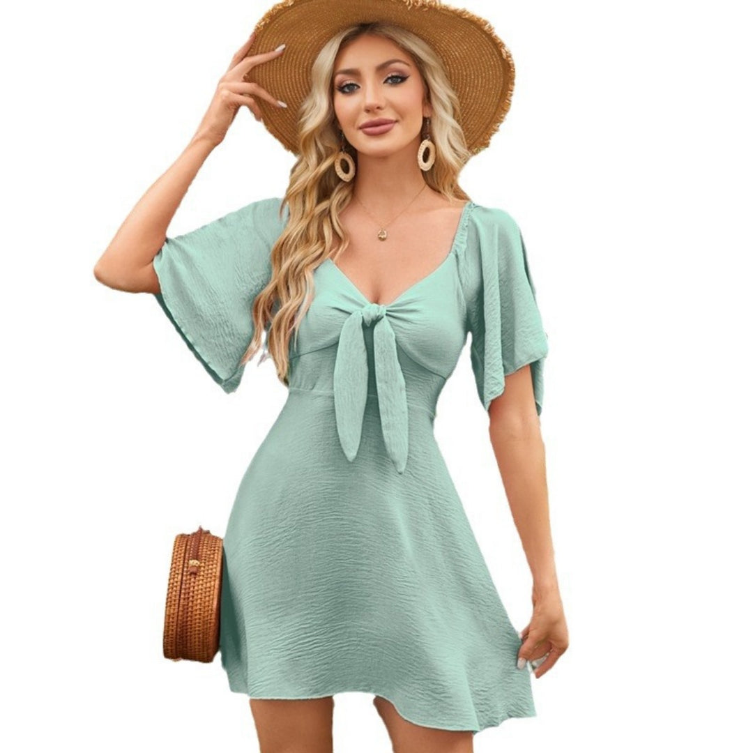 EB | Kleid mit V-Ausschnitt und Schleife zum Schnüren
