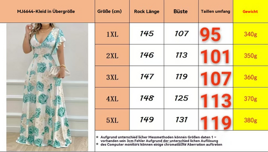 EB | V-Ausschnitt Temperament elegant große Größe gedruckt Kleid