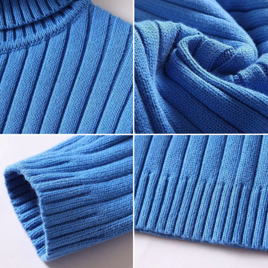 EB | Rollkragenpullover Weiche Strickware Rippendesign Langärmelig Warmer Komfort