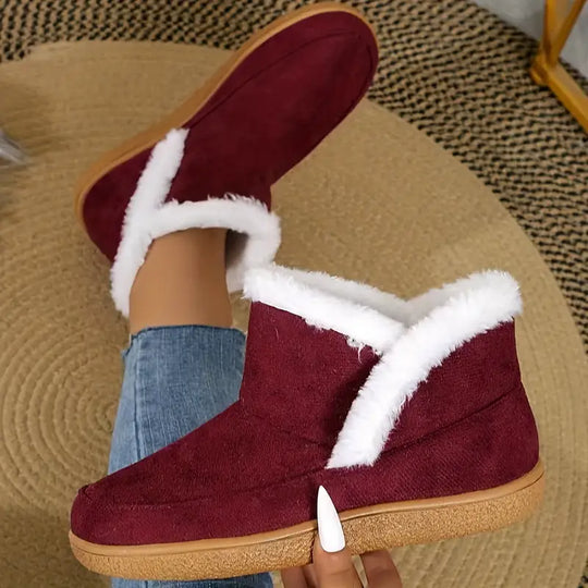 EB | Damen Plüschfell Winter Stiefeletten