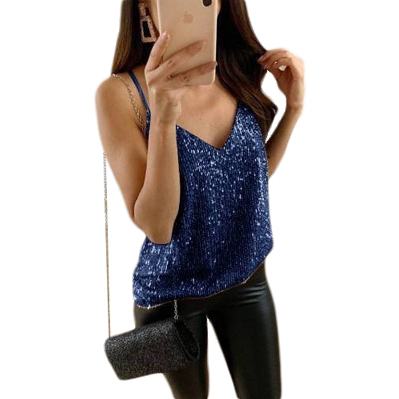 Damen Glamouröses Trägershirt mit Pailletten EB