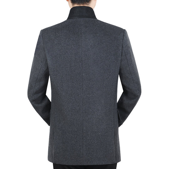 Herren Elegantes Wollmix-Sakko mit Samtkragen und taillierter Passform EB