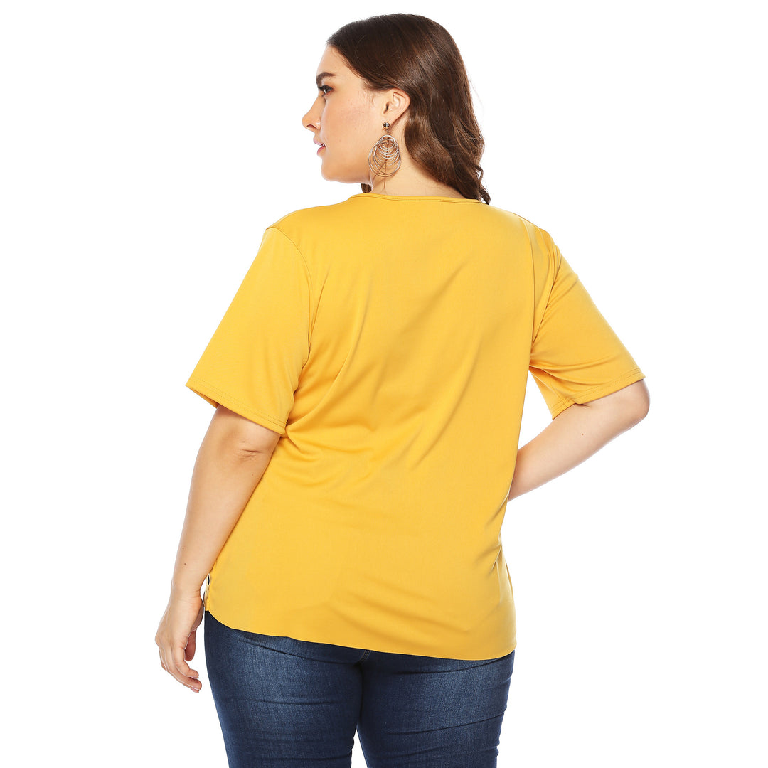 Damen lässiges T-Shirt mit kreativem Lochmuster EB
