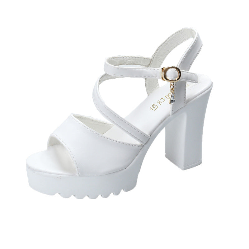 Damen Plateau-Sandalen mit dekorativen Riemen und stabiler Sohle EB