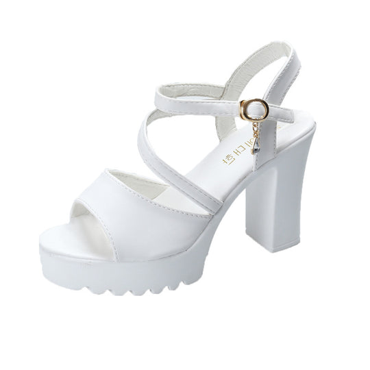 Damen Plateau-Sandalen mit dekorativen Riemen und stabiler Sohle EB