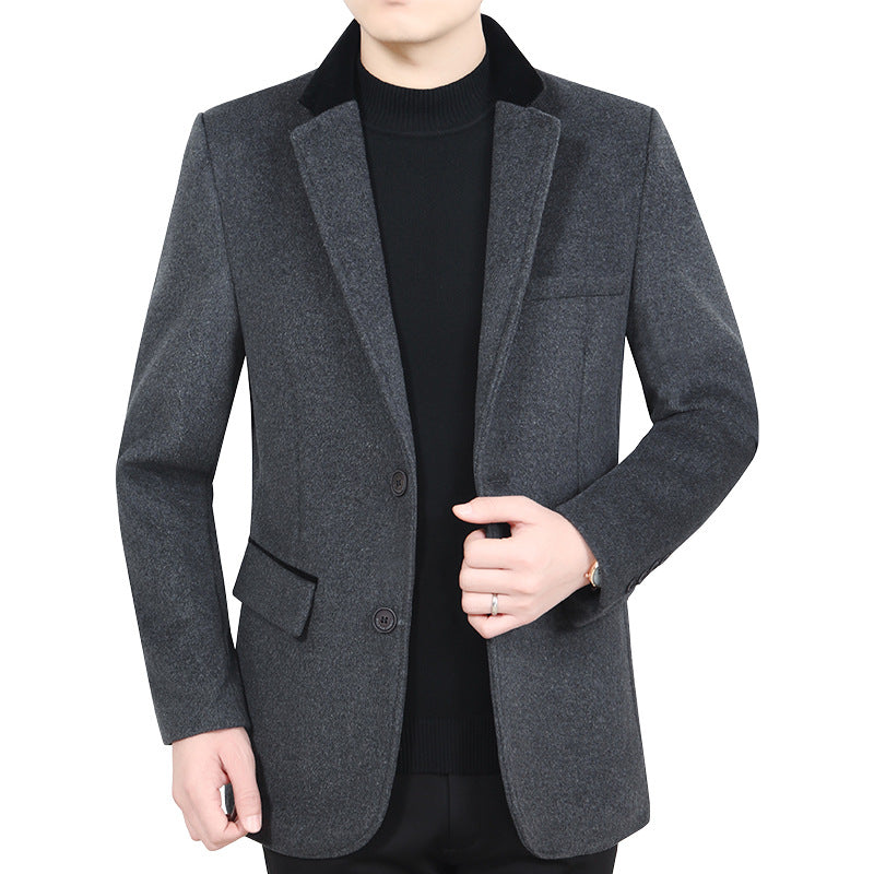 Herren Elegantes Wollmix-Sakko mit Samtkragen und taillierter Passform EB