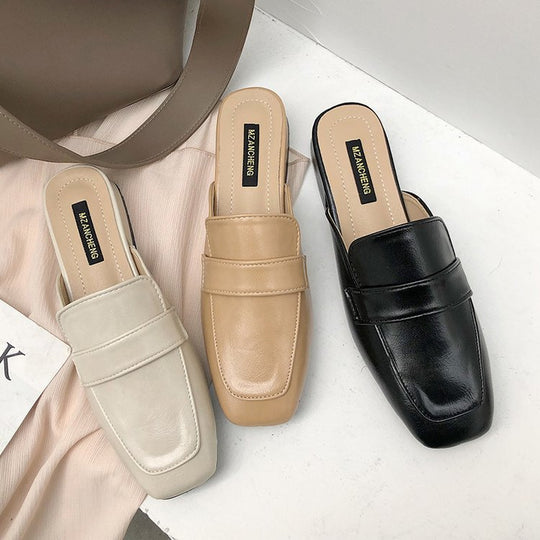 Damen elegante Mules mit schicker Schlaufenverzierung EB