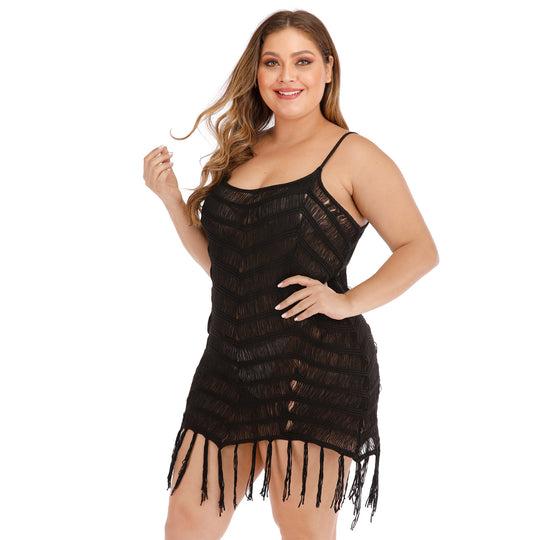 Damen eleganter Strandüberwurf mit Fransen EB
