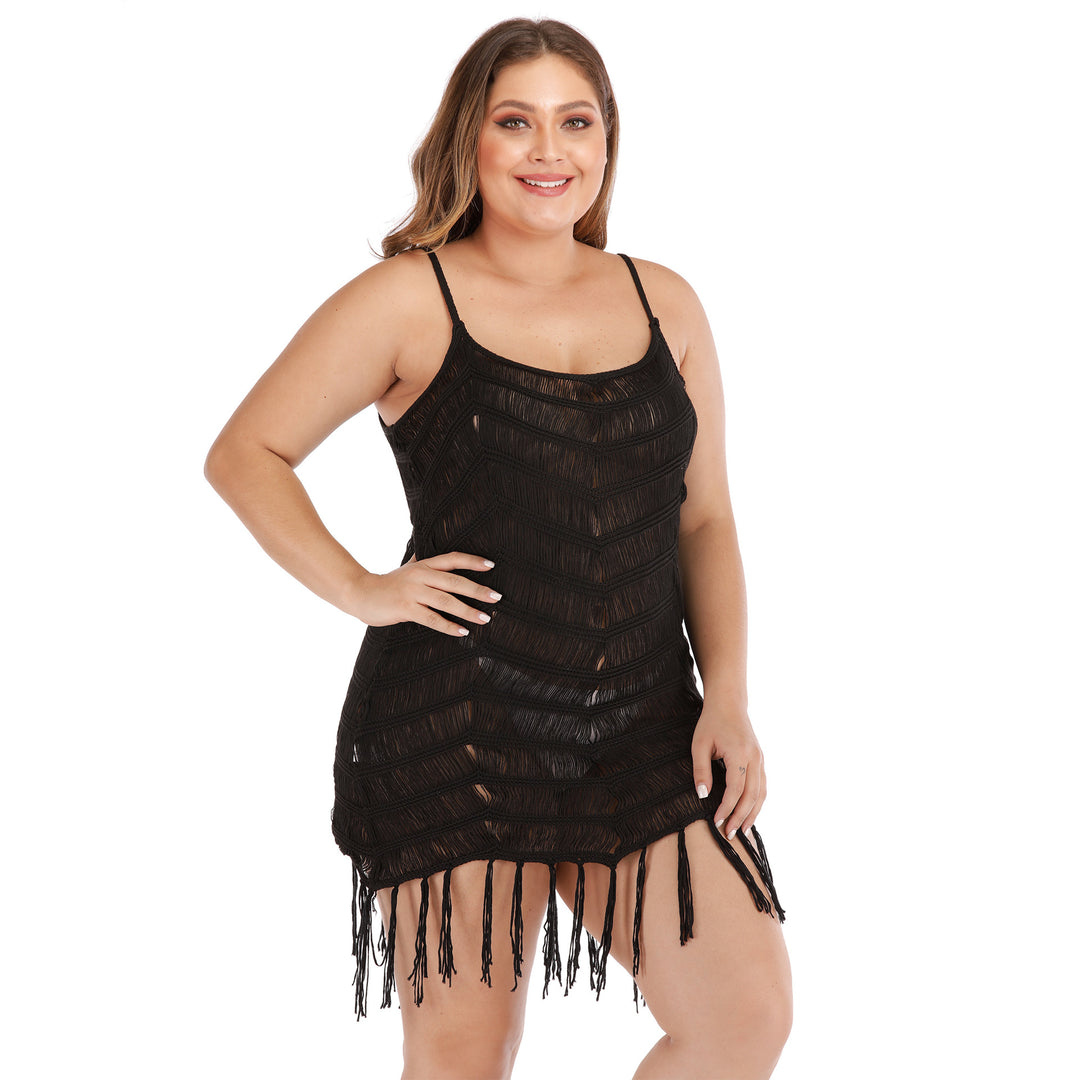 Damen eleganter Strandüberwurf mit Fransen EB