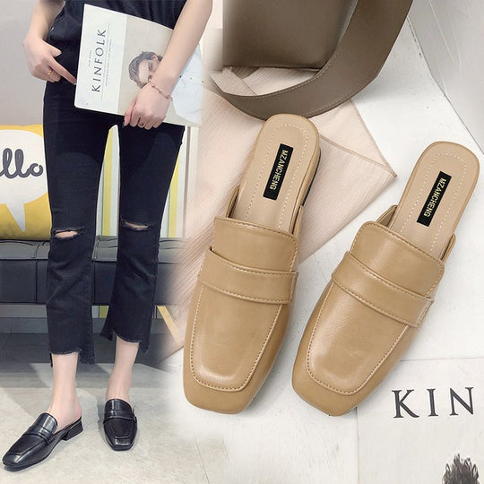 Damen elegante Mules mit schicker Schlaufenverzierung EB